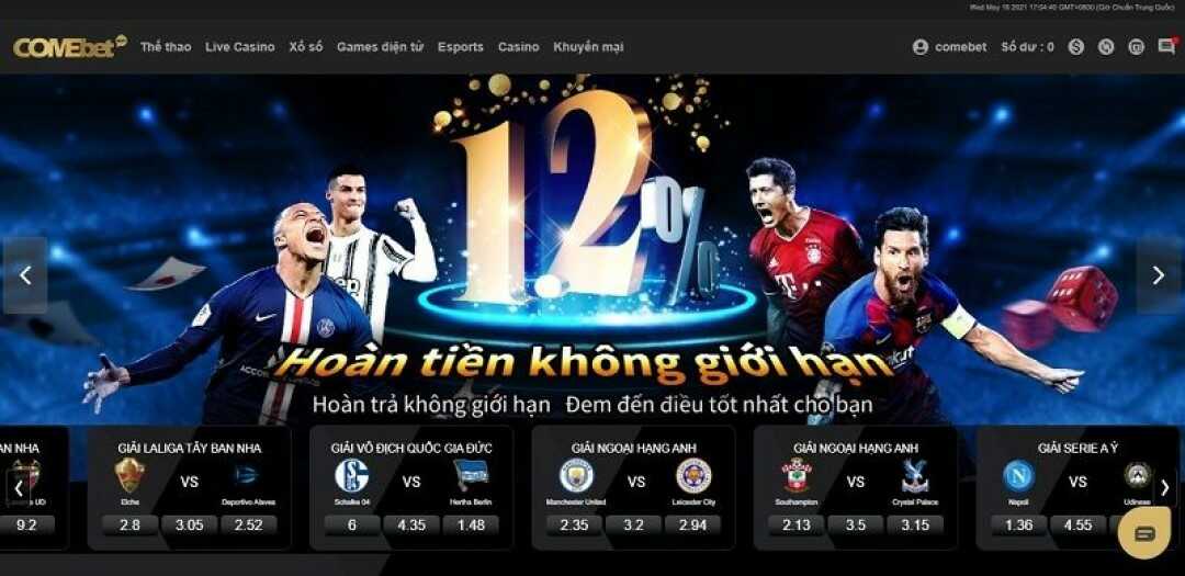 Giao diện chính của nhà cái Comebet