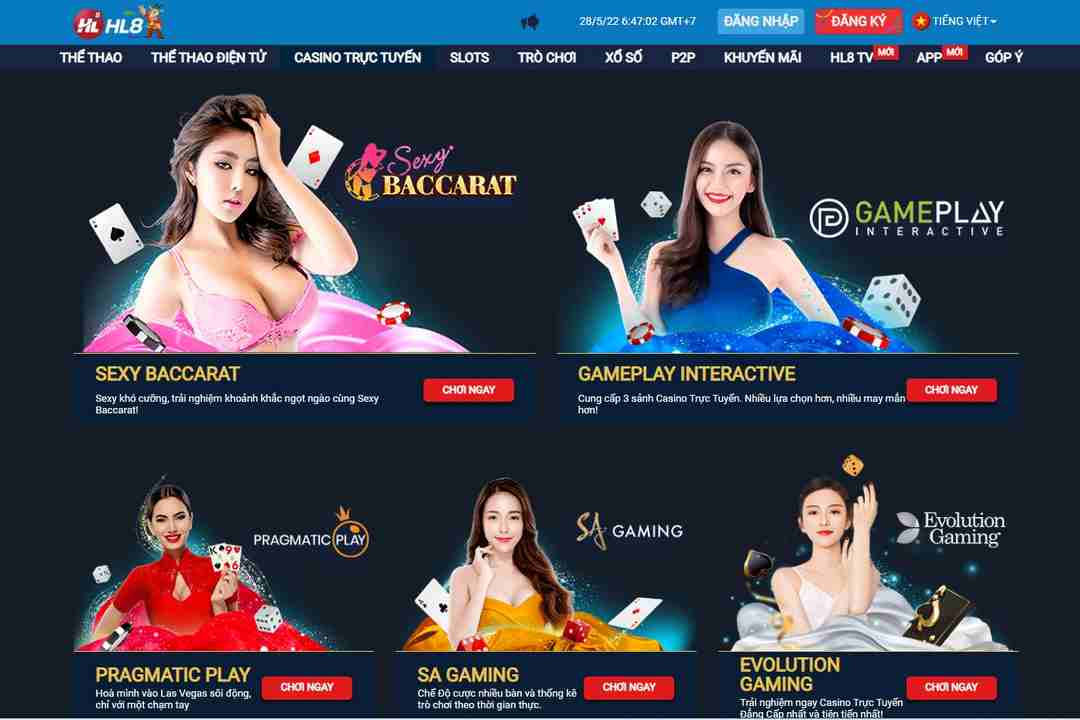Các sảnh cược casino online hấp dẫn của HL8